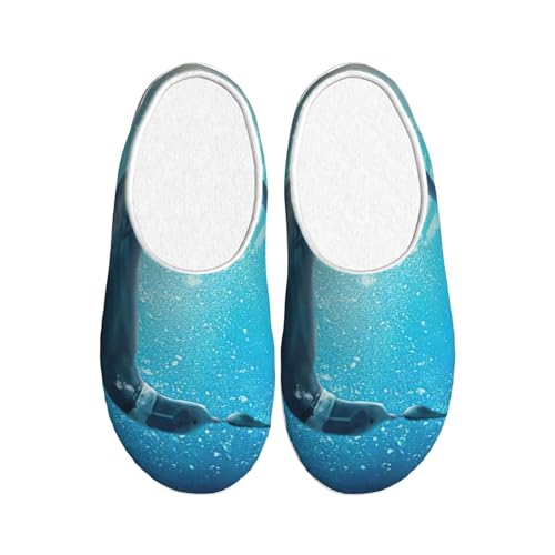 Pantoufles d'hiver chaudes motif dauphin idée cadeau 39