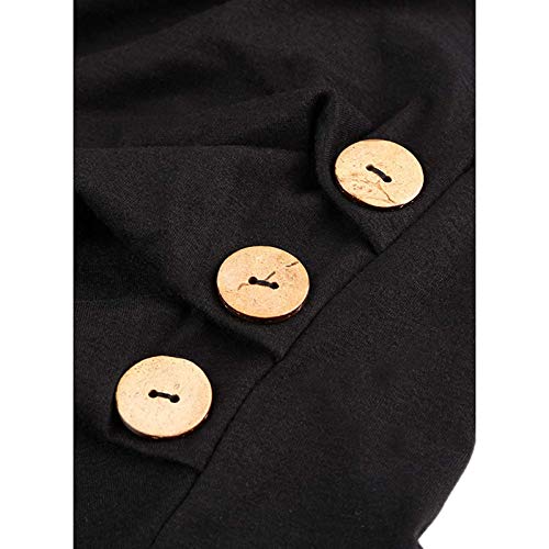 Digood Girls Casual Solid Color Tops,Kids Girls Casual Tunic Tops Knot Front Button Short Sleeve Blouse T-Shirt Tee(Black,10-11 Years) #TOP6