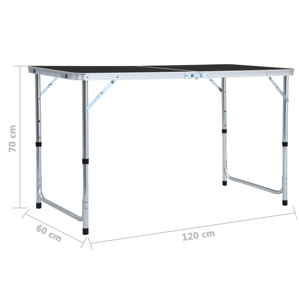 Faltbarer Campingtisch, 120 x 60 cm, graues Aluminium, leichtes tragbares Design für Outdoor-Freizeitaktivitäten, Wandern, Picknicks und Campingmöbel, ideal für Reisen und Abenteuer