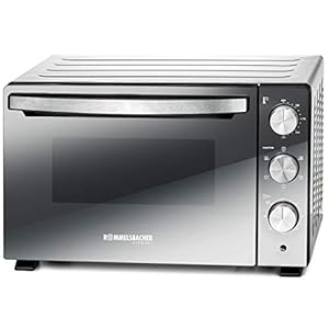 ROMMELSBACHER Back & Grill oven BGS 1500 – energiebesparend & efficiënt, bakruimte anti-aanbaklaag, 6 verwarmingstypen, draaispies, 120 min. timer, dubbele beglazing, zilver, 1500 W, roestvrij staal