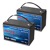 Nojoke 12V 100Ah LiFePO4 Battery (2-Pack), Deep Cycle Rechargeable Lithium Battery, Built-in 100A BM