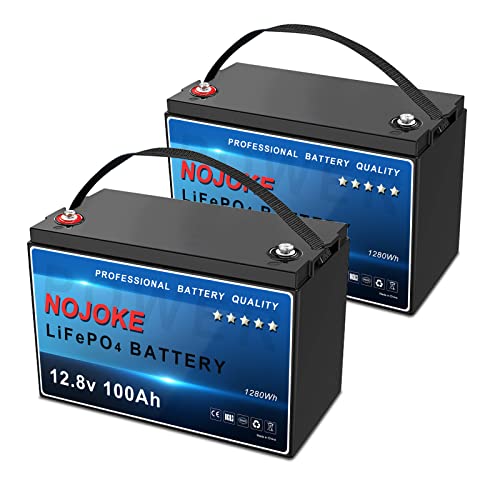 Nojoke 12V 100Ah Lifepo4 Battery (2-Pack), Deep Cycle Rechargeable Lithium Battery, Built-In 100A Bms,10 Years Lifetime, For Marine, Trolling Motor, Rv, Camping, Solar (12V 100Ah 2-Pack) #TOP2