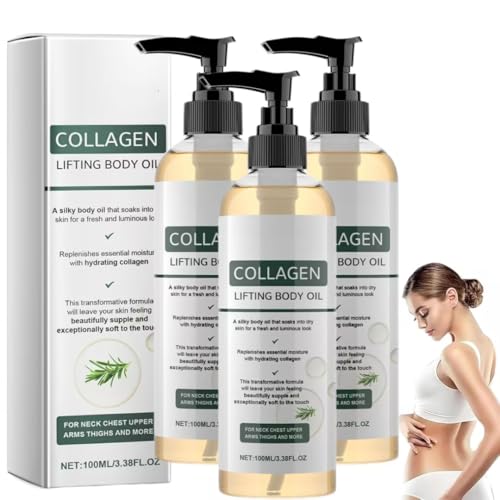 Huile Corporelle Liftante Au Collagène, 100 ml Huile Corps Hydratante Pour Femmes, Firmea Collagene Creme Corps, Huile Raffermissante Corps, Atténue Visiblement Les Ridules Et Illumine Le Teint (3PC)