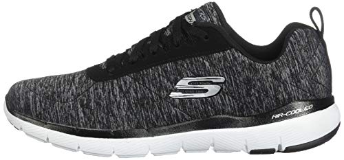 Skechers Women's Flex Appeal 3.0 - Insiders Sneaker, Black/White, 7 M US