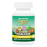 NaturesPlus Animal Parade Tummy Zyme Children’s Digestion Support - Active Enzymes, Lactase, Live Probiotics - Vegetarian, Gluten Free - Tropical Fruit Flavour, 90 Chewables