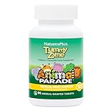 NaturesPlus Animal Parade Tummy Zyme Children’s Digestion Support - Active Enzymes, Lactase, Live Probiotics - Vegetarian, Gluten Free - Tropical Fruit Flavour, 90 Chewables