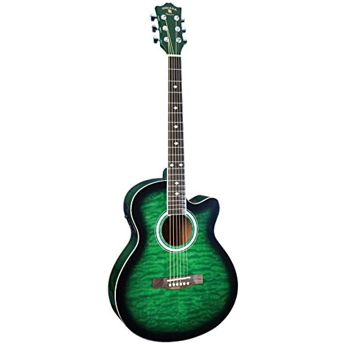 6 String Acoustic-Electric Guitar, Right, Quilted_Green (MAD-QTGR)