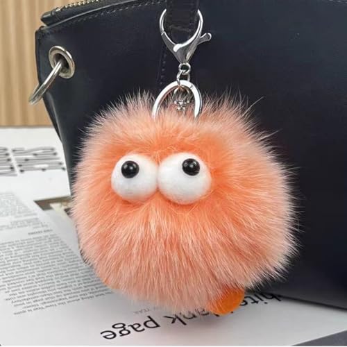 SRYTCYDA Cute Plushs Keychains for Women, Big Eyes Kawaii Plush Keychain with a Card Pin, Plush Keychains for Backpacks Decorative Accessories Birthday Gifts, Party Rewards, Meet Gifts (Orange) — view 5