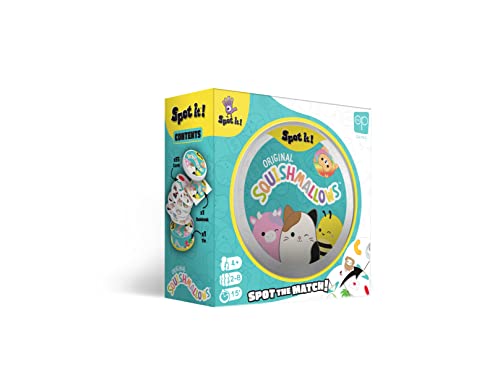 Spot It! Squishmallows | Fun Card Game for Kids and Adults | Featuring Mila The Elephant or Cailey The Pink Crab and More | Licensed Squishmallows Game