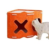 Structure verticale 3D : ce lit pour chat en feutre présente une structure verticale 3D qui crée des zones d'escalade et d'observation en hauteur, satisfaisant l'instinct prédateur du chat et optimisant l'utilisation du sol dans les petits espaces