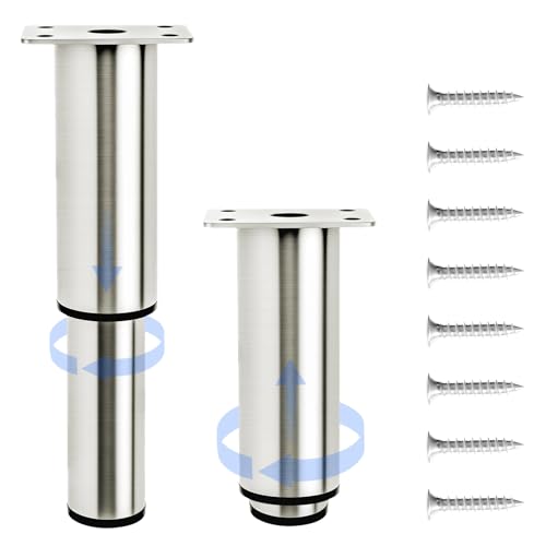Liuliushun 2 Pcs Pied de Meuble Reglable, 120-180mm Pied Meuble Reglable, Pieds de Table de Nivellement pour Meubles en Acier INOX, Pieds de Meubles Réglables...