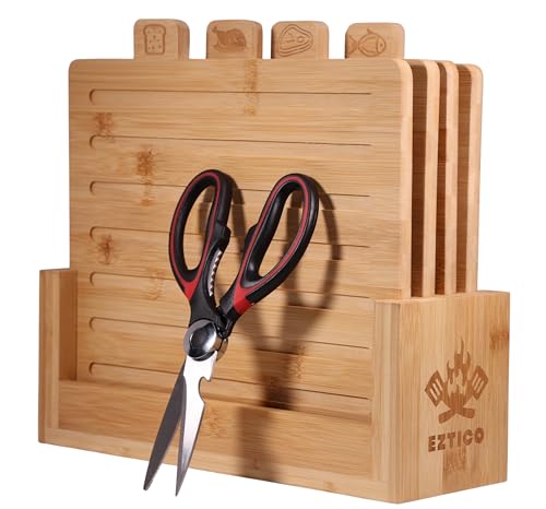 Bamboo Cutting Board Set with Scissors - Save 30%