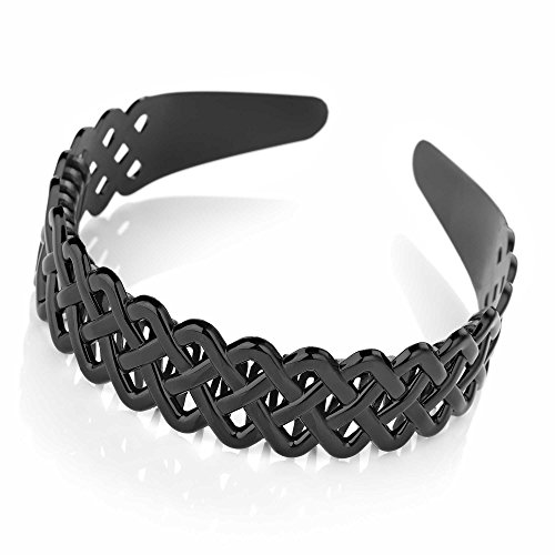 3cm Wide Black Plastic Celtic Weave Alice Band Headband Hair Accessory