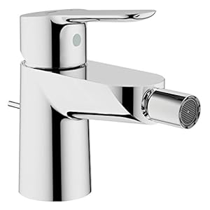 GROHE Start Edge Bidetmengkraan met één hendel en push-open pop-up afvalset (metalen hendel, waterbesparende mousseur 5,7 l/min, 28 mm keramische cartridge, staarten 3/8 inch), maat 125 mm, chroom,