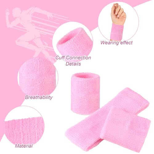 Image of Civaner 12 Pcs 80 90s Neon Sweatbands Soccer Baseball Headbands Wristband Set for Men Women Party Cotton Headbands Terry Cloth Athletic Sweat Bands for Tennis Football Gym Outdoor
