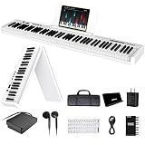 Folding Piano Keyboard, 88 Keys Full Size Semi-Weighted Foldable Piano, Support MIDI Bluetooth Porta
