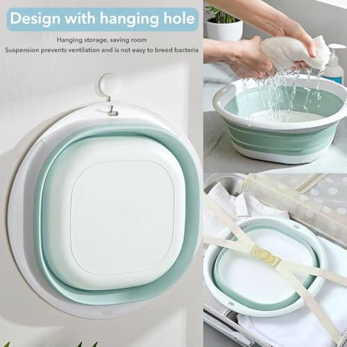 Image of HASTHIP Silicone Collapsible Tub Bucket Set, Portable Wash Basin for Handwash, Outdoor Basin for Washing, Foldable Bucket with Hanging Holes, Portable Sink for Washing Fruit & Vegetables (3Pcs)