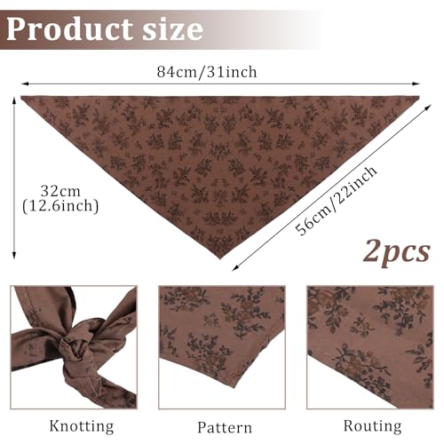 2pcs Triangle Head Kerchief for Women's Hair Floral Hair Scarf, Bandanas for Women, Triangle Head Scarf Tie-Back Boho Hairs Scarves Kerchief for Girls Women2