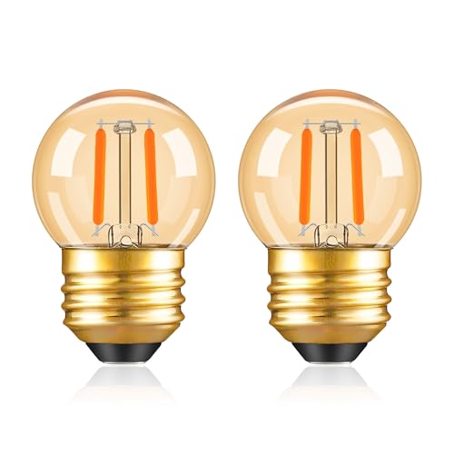 Image of G40 LED Low Watt Light Bulbs Warm Glow E26 Amber 1W 10 Watt Light Bulb,Low Lumen Light Bulb Small Edison Short Dim Light Bulbs for Lamp,Bedroom (Amber 2200K, 2 Count)