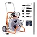 HoldwellS Drain Cleaner Machine, 100FT 1/2 Inch Upgraded Electric Feed Sewer Snake Auger, Wheeled Telescopic Portable Drain Cleaner with 8 Cutters & Air-Activated Foot Switch for 2" to 6" Pipes