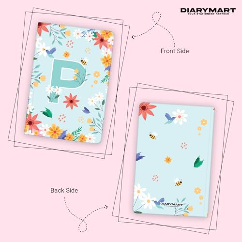 Image of Initial P Premium Soft Bound Notebook Diary for Girls and Women (B6, 90 GSM, 160 Ruled Pages) Floral Design Notebook Journal Diary