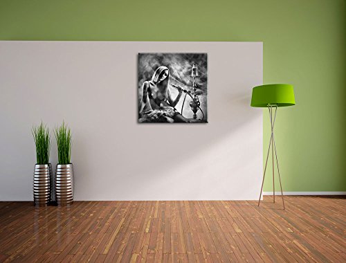 Pixxprint Frau mit Shisha im Nebel als Leinwandbild/Größe: 60x60 cm/Wandbild/Kunstdruck/fertig bespannt – Bild 4