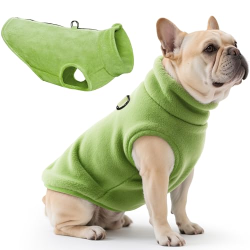 Oslueidy Hundemantel Fleece Hunde Jacken Hund warme Mäntel Winter Haustier Kleidung Hoodies Pullover Jumpsuit Hund Schnee Outfits Weste für kleine mittlere große Hunde XS-XXL (Grün, S)