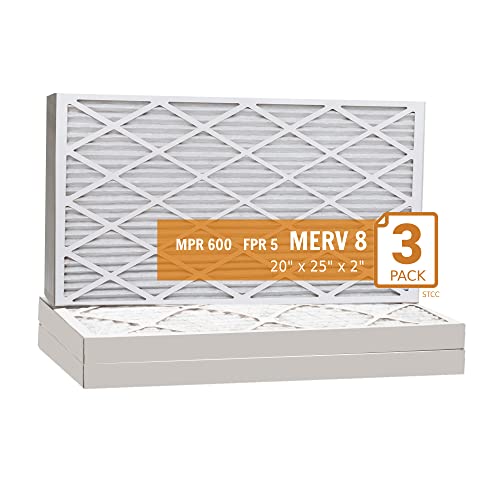 Assigned by Sterling Seal & Supply, (STCC) KP-20x25x2x6.AZ.DSC Furnace Air Filter, 20x25x2 Purolator Key Pleat Extended Surface Pleated Air Filter, Mechanical MERV 8 (Pack of 6)