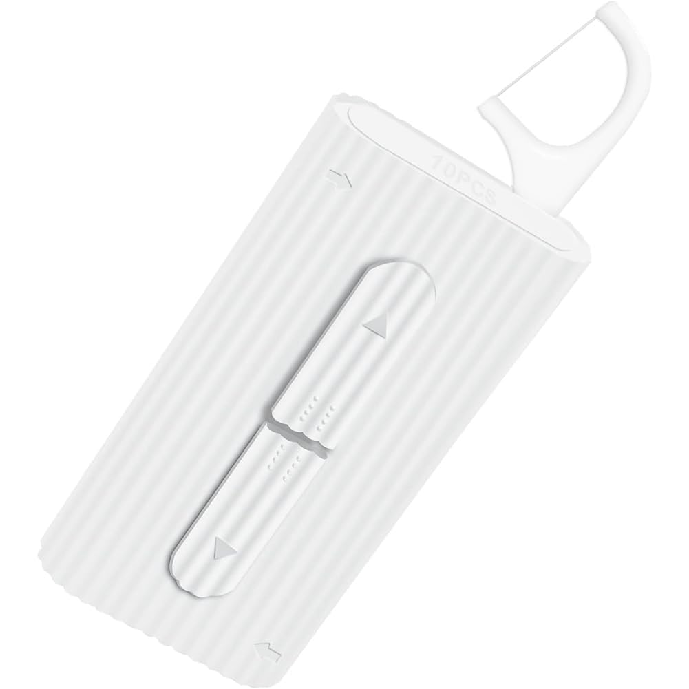 GYUANLAIFloss Pick Dispenser, Storage 10 Picks Adult Floss in Box,Reusable Travel Dental Floss Picks Dispenser for Teeth Cleaning Travel Flosser Dispenser Storage Case Refillable Holder Boxes White