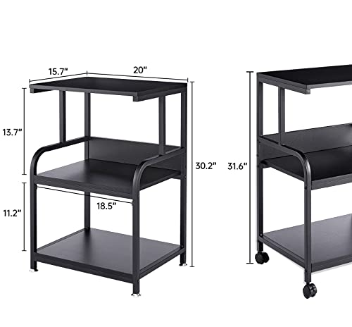 Fannova Printer Table With Wheels, 3 Tier Printer Stand With Storage Shelf For Home Office Organization, Rolling Cart Stand For Heat Press Microwave, Black #TOP4