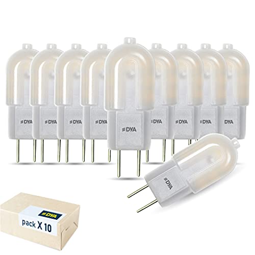 DYA - SET di 10 LAMPADINE LED DYA BISPINA GY6.35, DC 12V, 2W EQUIVALENTI A 20W DELLA LAMPADINA ALOGENA - 170 Lumen, LUCE FREDDA 6000K