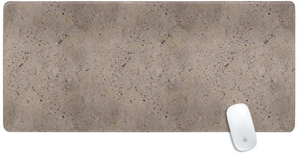Skinit Small Gaming Mouse Pad - Natural White Concrete Design with Stitched Edges, Waterproof, Non-Slip Rubber Base, Desk Mat for Keyboard & Mouse, 12.6" x 11" inches
