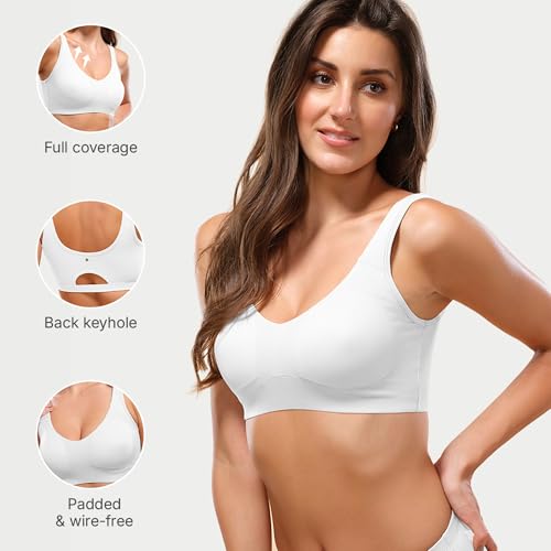 Image of Enamor Easy Slip-On and Back Keyhole Women's Cotton Everyday Beginner's Bra - Padded, Wirefree, Full Coverage - A106