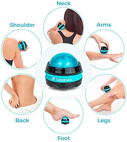 Beenax Massage Roller Ball (Set of 2), Sore and Tight Muscle Pain Relief, Manual Self Massager, Relax Shoulders, Arms, Neck, Back, Legs, Calves, Foot and Body Tension, Essential Oil or Lotion