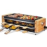 {Antihaft-Beschichtung} Das mini-raclette verfügt über eine antihaftbeschichtete gerillte Grillplatte & Raclettepfanne für vielfältige Zubereitungsmöglichkeiten von Fleisch, Gemüse, Meeresfrüchten oder Spiegeleiern - keine Fremdfette bei der Zubereitung erforderlich, daher leicht zu reinigen - entweder in der Spülmaschine oder mit einem Quick spülen.