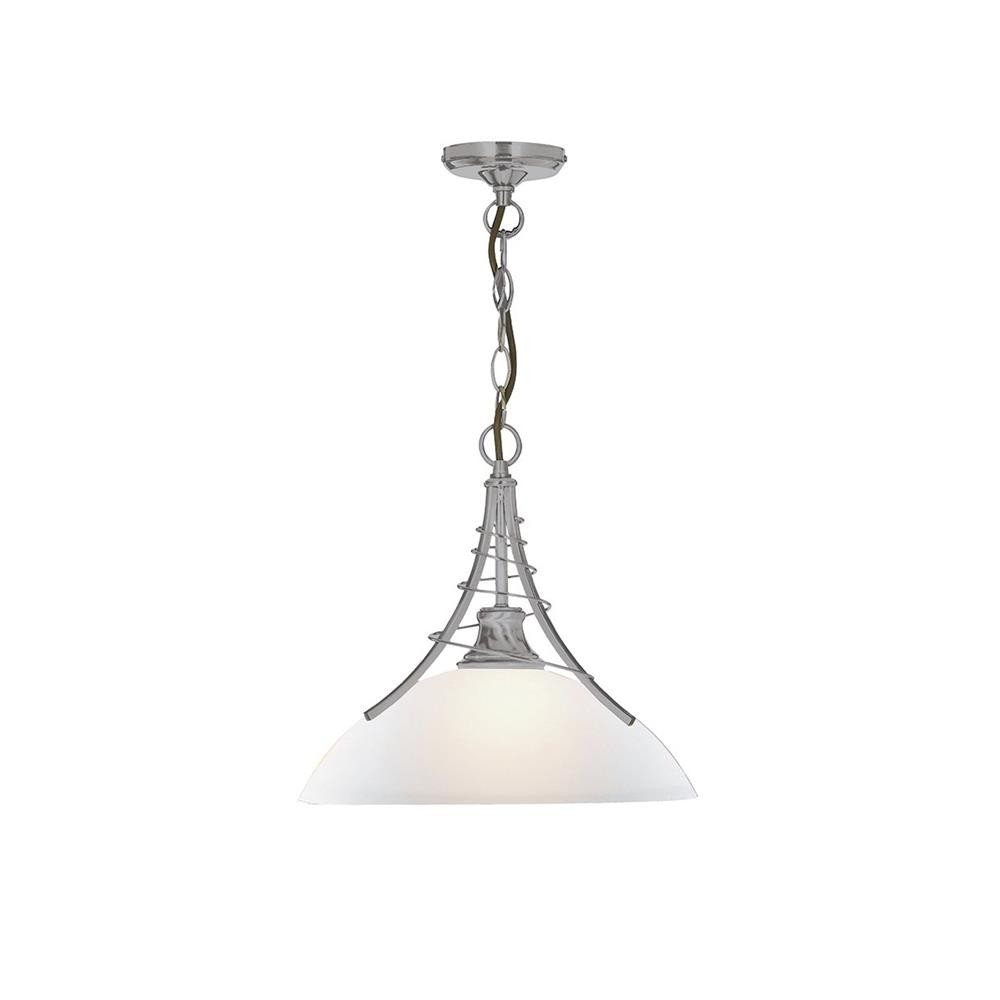 Searchlight 5224SS Linea Satin Silver Pendant Light Twist Centre Opal Glass
