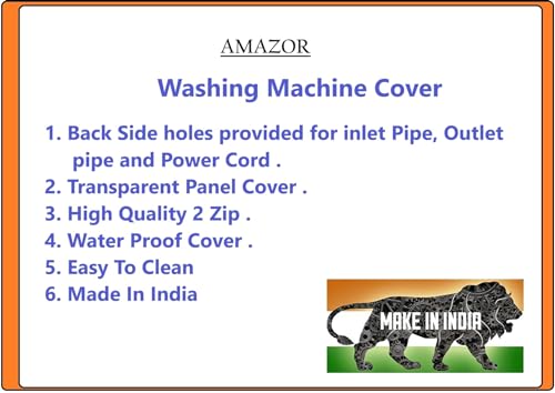 Image of AMAZOR Dust Proof & Water Proof Front Load Washing Machine Cover Polyester for LG 5.5 Kg, 6 Kg & 6.5 Kg (50Cmsx63Cmsx81Cms Black,Grey)