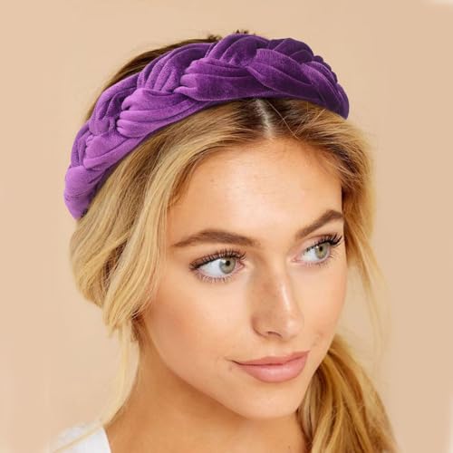 Image of DRESHOW Velvet Braided Headband Women Hair Hoop Elastic Hair Bands Fashion Headbands for Women