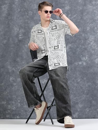 Image of StitchX Men's Half Sleeve Aztec Printed Cuban Collar Shirt