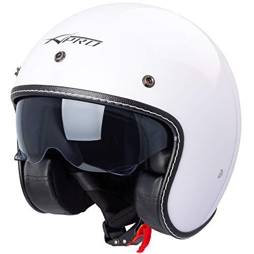 A-Pro Motorrad Jet Helm Cafe Racer ECE 22-05 Sonnenblende Scooter Weiß XL A-Pro Motorrad Jet Helm Cafe Racer ECE 22-05 Sonnenblende Scooter Weiß XL