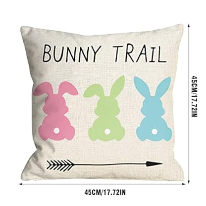 Generisch Kissen Ostern,Mode Hasen Blumen Ostereier Leinen Dekokissen Cases Home Kissenbezug Ostern 40x40 Kissenbezug Rund Baumwolle Leinen Sie KissenbezüGe (40 X 40 cm, Grau Kaninchen) – Bild 7