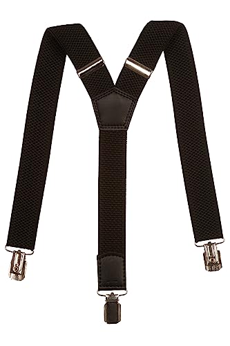Olata Kinder Hosenträger – längenverstellbare elastische Hosenträger Y-Form – 3 cm (5-12 Jahre). Schwarz