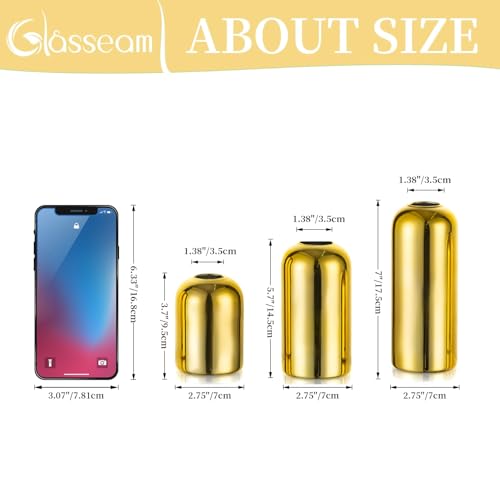 Glasseam GOLDEN VASE Gold Bud Vases For Centerpieces: Modern Blown Glass Vases thumb #4