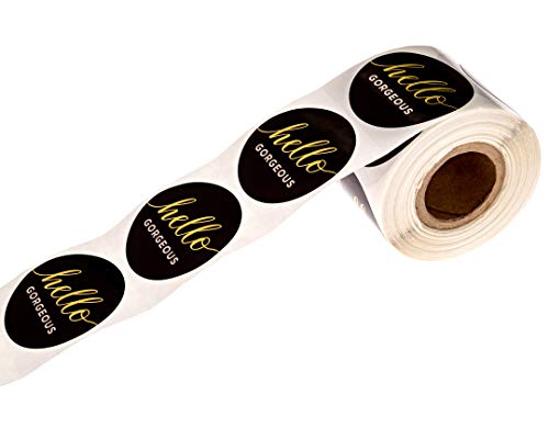 Hello Gorgeous Stickers / 250 Small Business Labels / 1.5" Order Package Envelope Seals/Elegant Gold Foil Sticker/Made in The USA