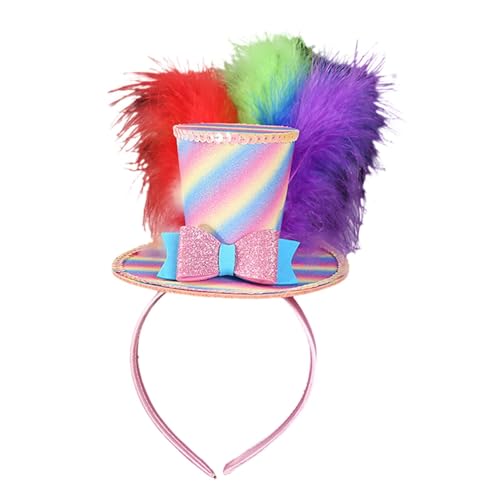 Serre-tête haut de forme rose pailleté qui ne glisse pas pour fête et cosplay