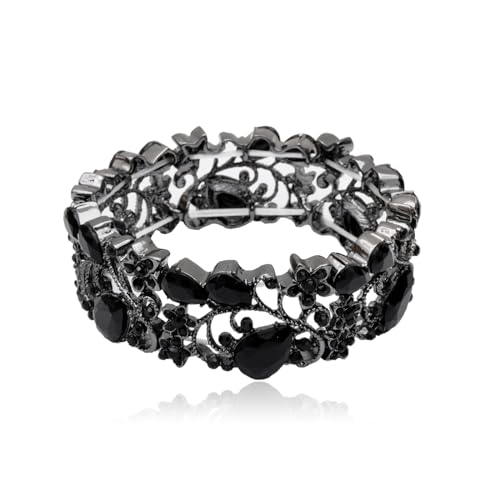 CSY Vintage Stretch Bangles Art Deco Statement Cuff Bangle Elastic