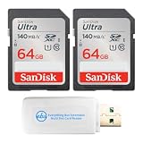 SanDisk SD Card 64GB Ultra (2 Pack) Class 10 Memory Card SDSDUNB-064G-GN6IN