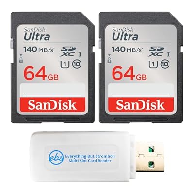 SanDisk SD Card 64GB Ultra (2 Pack) Class 10 Memory Card SDSDUNB-064G-GN6IN