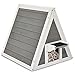 GOPLUS Maison Triangulaire pour Chat,Maison de Chat en Bois Massif,Cabine pour Chat, Abri pour Chat,Maison pour Animaux de Compagnie Ventilation, 50x55x52cm,Jusqu’à 20kg