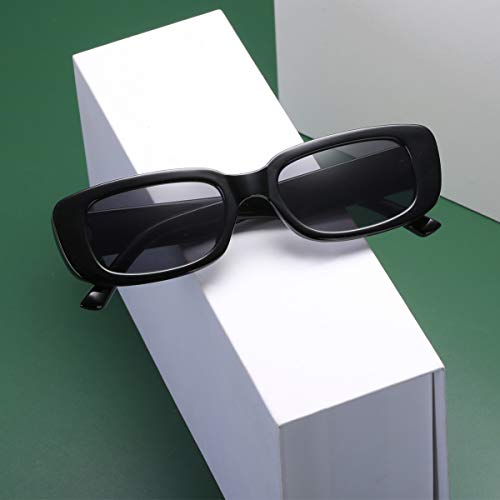 Image of Vintage Rectangle Sunglasses for Women Men 90s Fashion Narrow Square Frame Eyewear UV400 Protection